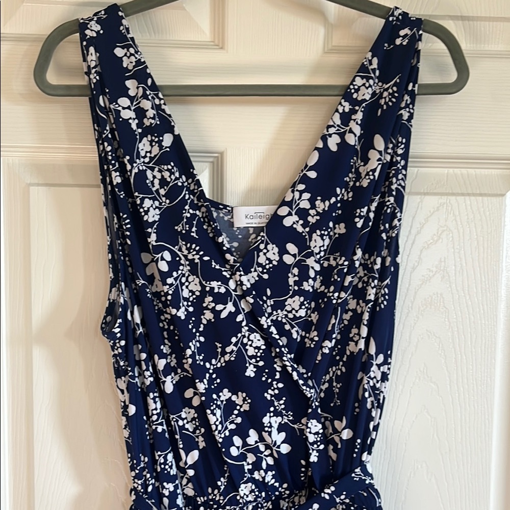 Kayleigh Floral Navy and White Crop Jumpsuit